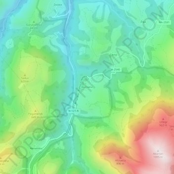 Carte topographique Berroeta, altitude, relief