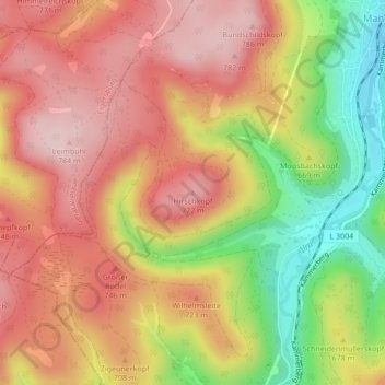 Carte topographique Hirschkopf, altitude, relief