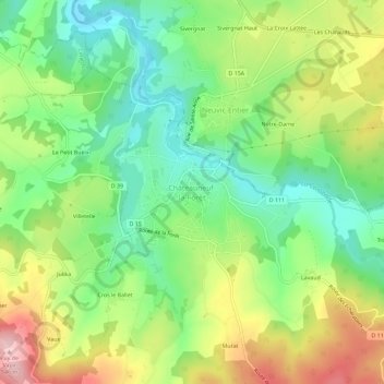 Carte topographique Châteauneuf-la-Forêt, altitude, relief