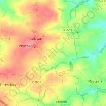 Carte topographique Maltitz, altitude, relief
