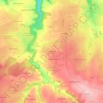 Carte topographique Les Bordes, altitude, relief