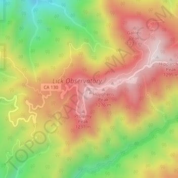 Carte topographique Mount Hamilton, altitude, relief
