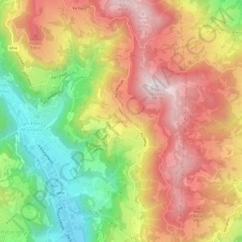Carte topographique Alvese, altitude, relief