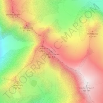 Carte topographique Gwächtenhorn, altitude, relief