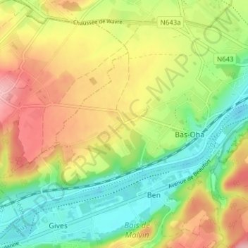 Carte topographique Lamalle, altitude, relief