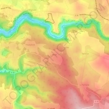 Carte topographique Mazet, altitude, relief