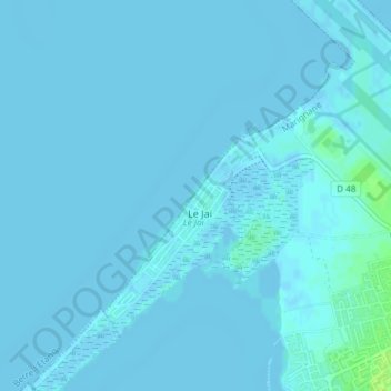 Carte topographique Plage du Jaï, altitude, relief