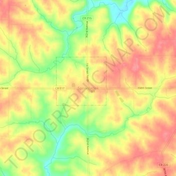 Carte topographique Springbrook, altitude, relief