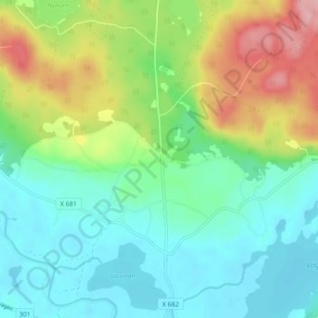 Carte topographique Knåda, altitude, relief