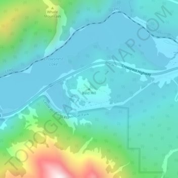 Carte topographique Bald Hill, altitude, relief