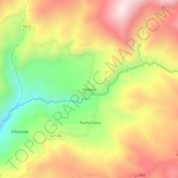 Carte topographique Chazca, altitude, relief