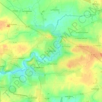 Carte topographique Les Rochettes, altitude, relief