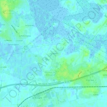 Carte topographique La Taillée, altitude, relief