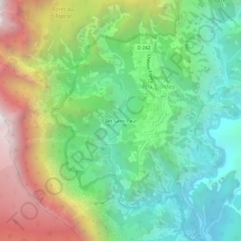 Carte topographique Ilet Saint-Paul, altitude, relief