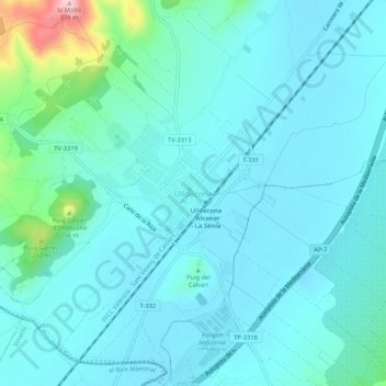 Carte topographique Ulldecona, altitude, relief