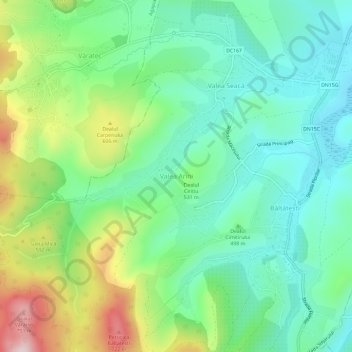 Carte topographique Valea Arini, altitude, relief