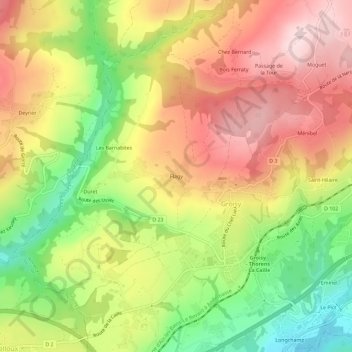 Carte topographique Flagy, altitude, relief