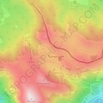 Carte topographique Campo Staffi, altitude, relief
