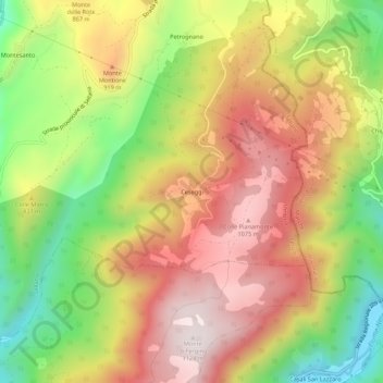 Carte topographique Ceseggi, altitude, relief
