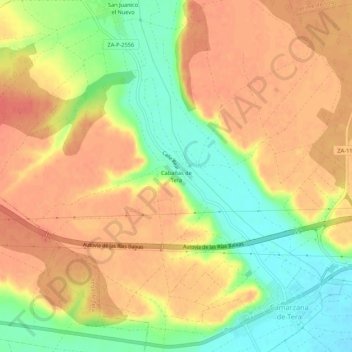 Carte topographique Cabañas de Tera, altitude, relief