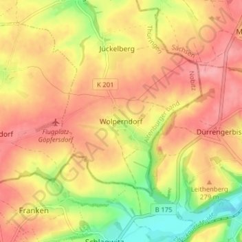 Carte topographique Wolperndorf, altitude, relief