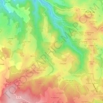 Carte topographique Soulage, altitude, relief