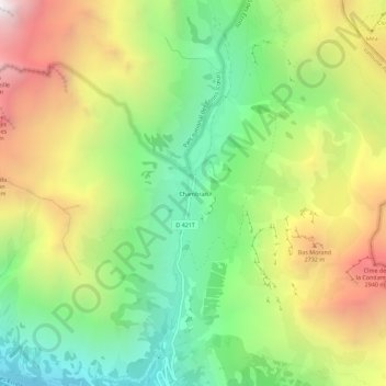 Carte topographique Chambran, altitude, relief