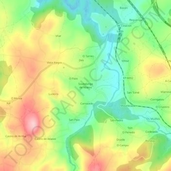 Carte topographique Soutolongo de Abaixo, altitude, relief