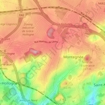 Carte topographique Grâce-Berleur, altitude, relief