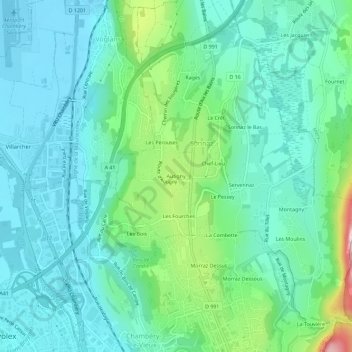 Carte topographique Autigny, altitude, relief