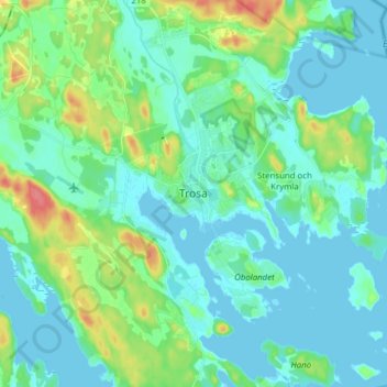 Carte topographique Trosa, altitude, relief