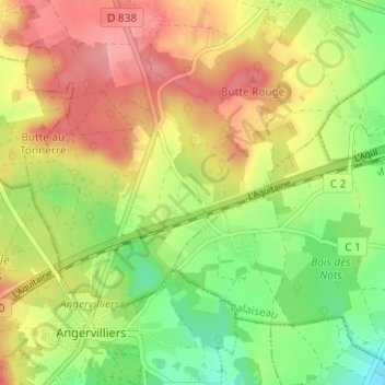 Carte topographique Bois d'Ardeau, altitude, relief