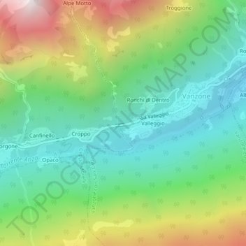 Carte topographique Valle Anzasca, altitude, relief