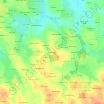 Carte topographique Lesquelen, altitude, relief