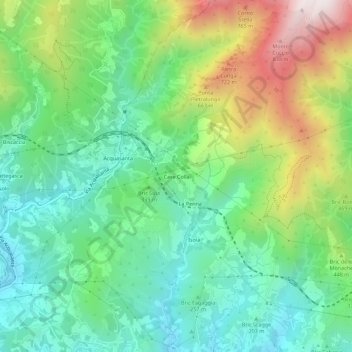 Carte topographique Case Colla, altitude, relief