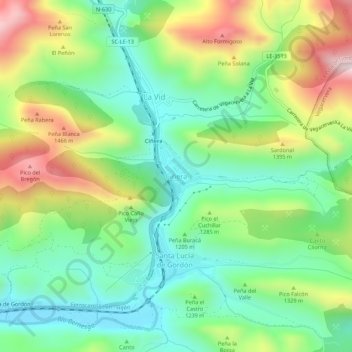 Carte topographique Ciñera, altitude, relief