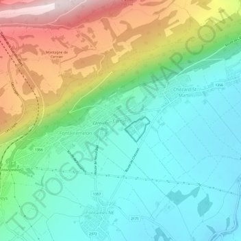 Carte topographique Cernier, altitude, relief