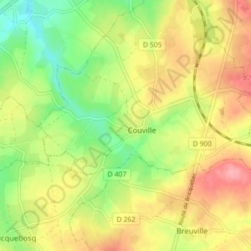 Carte topographique Le Manoir, altitude, relief