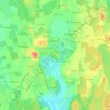 Carte topographique La Chavetière, altitude, relief