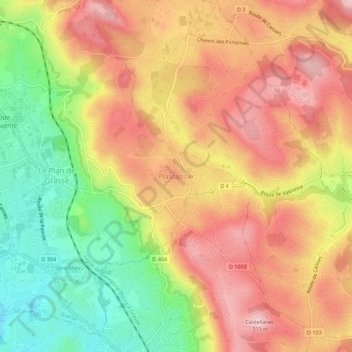 Carte topographique Plascassier, altitude, relief