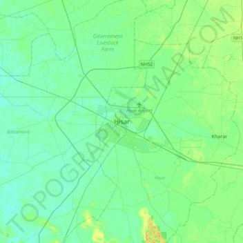 Carte topographique Hisar, altitude, relief