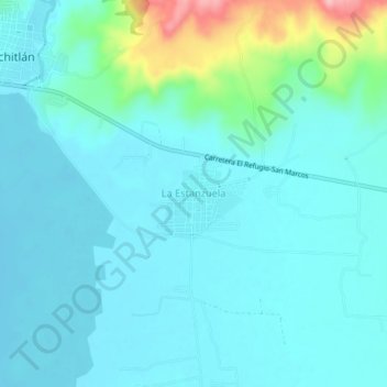 Carte topographique La Estanzuela, altitude, relief