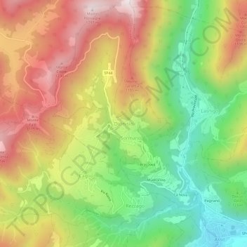 Carte topographique Dicinisio, altitude, relief