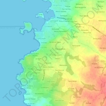 Carte topographique Spernoc, altitude, relief