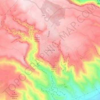 Carte topographique Avola Antica, altitude, relief