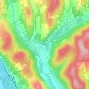 Carte topographique East Elmira, altitude, relief