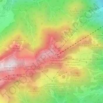 Carte topographique Brauneck, altitude, relief