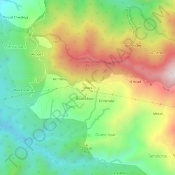 Carte topographique S'ttara, altitude, relief