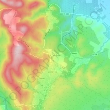 Carte topographique Le Petit Brahic, altitude, relief