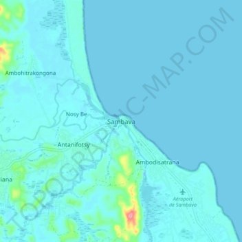 Carte topographique Sambava, altitude, relief
